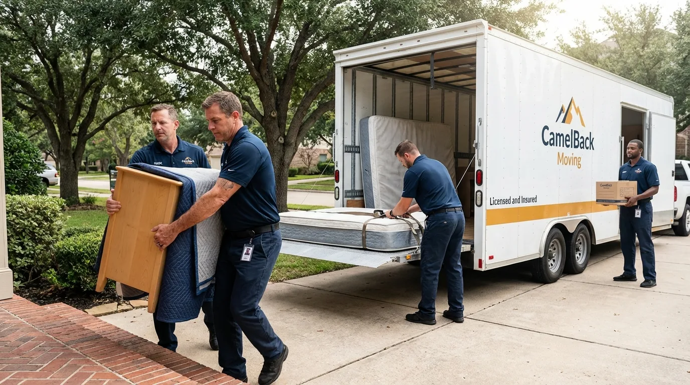 Crew loading residential truck for cross-state move from Hasbrouck Heights, NJ