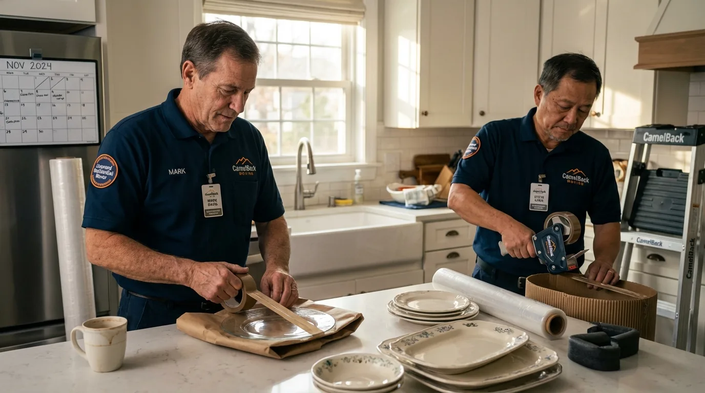 Professional crew packing kitchen dishware in Hasbrouck Heights, NJ