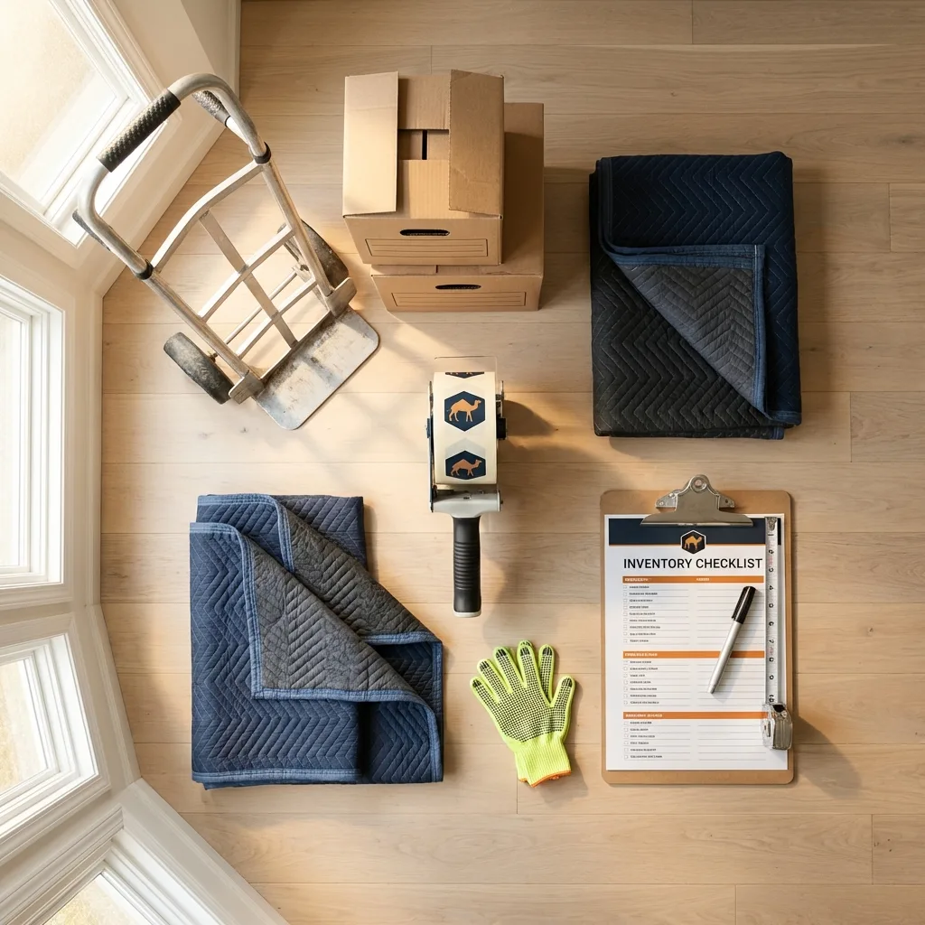 Professional moving supplies and packing materials layout for Hasbrouck Heights residential relocations
